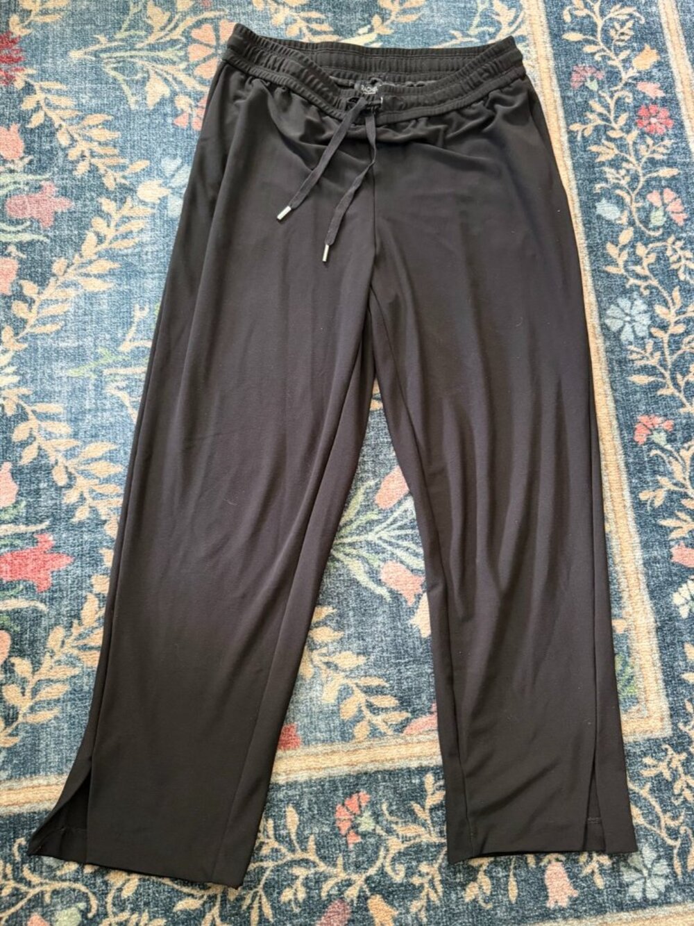 Rachel Zoe Knit Drawstring Track Pants Black Straight Leg Pockets Size M